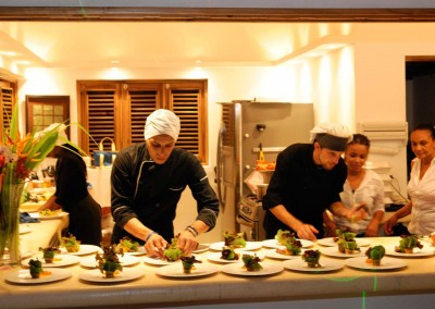 Our personal executive chefs during plating gourmet dishes.