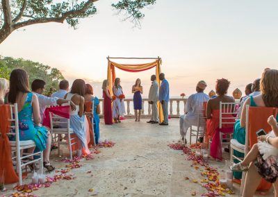 Beautiful, colorful wedding ceremony with amazing ocean view